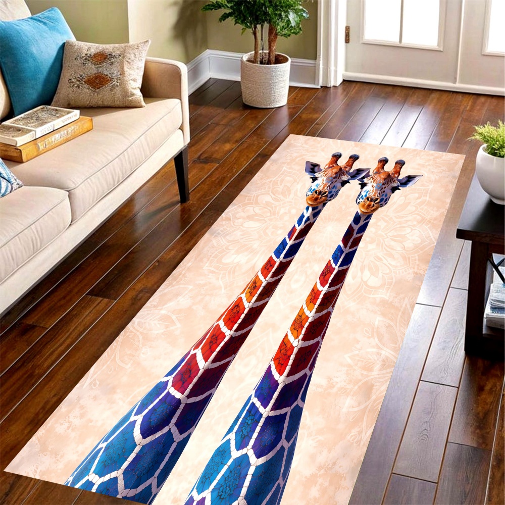 Commercial Kitchen Floor - Gradient Giraffe Long Runner Rug,cute wild