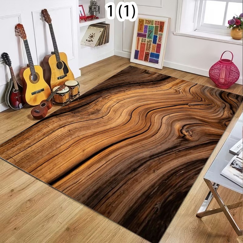 Commercial Kitchen Floor - Natural Wood Grain Area Rug Brown