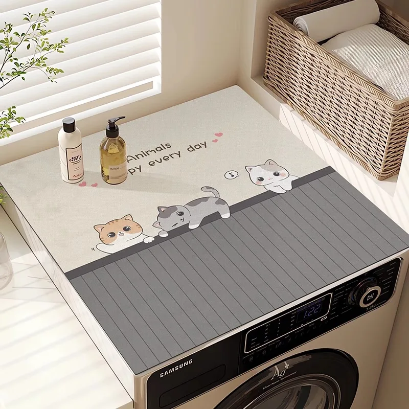 Commercial Kitchen Floor - VIKAMA Minimalist Cartoon Washing Machine Cover