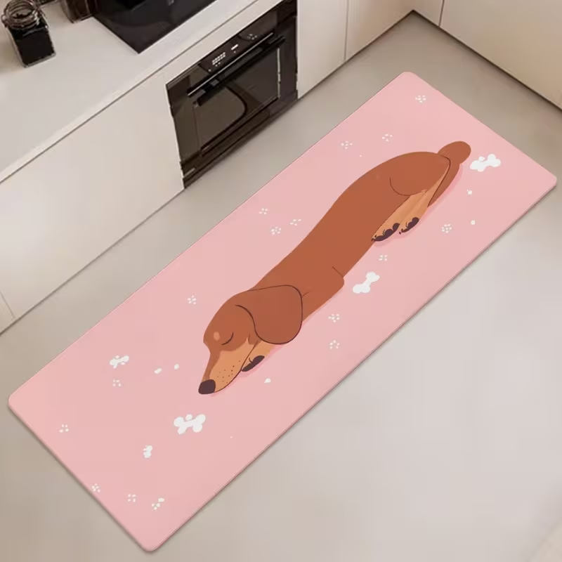 Commercial Kitchen Floor - Cute Sleeping Dachshund Long Kitchen Rug