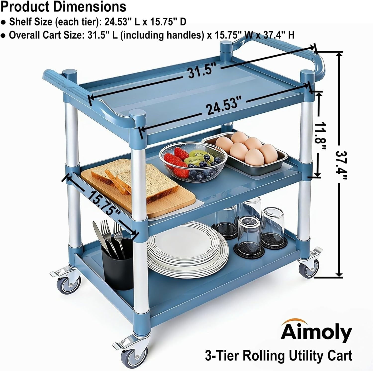 3 Tier Rolling Utility Cart On - Commercial Kitchen On Wheels review and price
