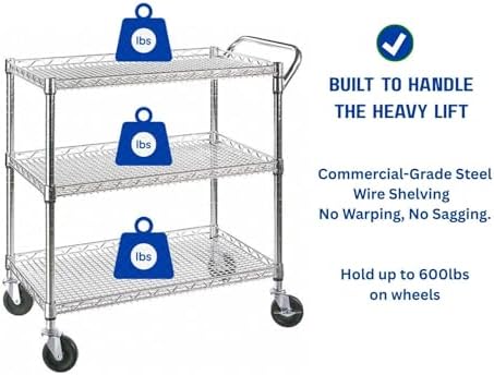 Heavy Duty 3 Tier Rolling Util - Commercial Kitchen On Wheels review and price