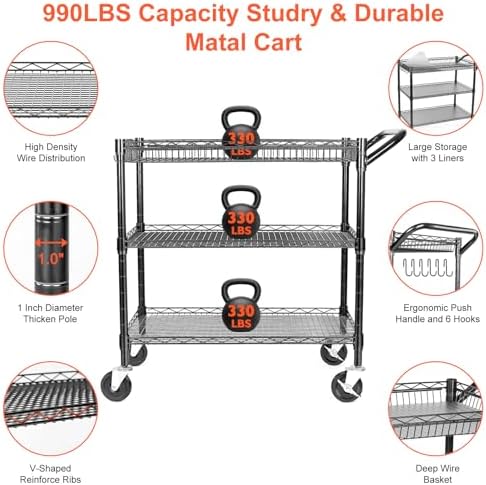 Heavy Duty Utility Cart, 990Lb - Commercial Kitchen On Wheels review and price
