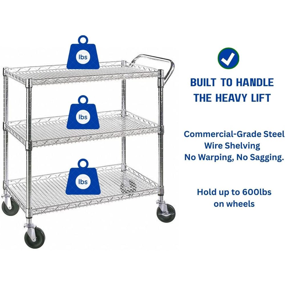 Heavy Duty 3 Tier Rolling Util - Commercial Kitchen On Wheels review and price